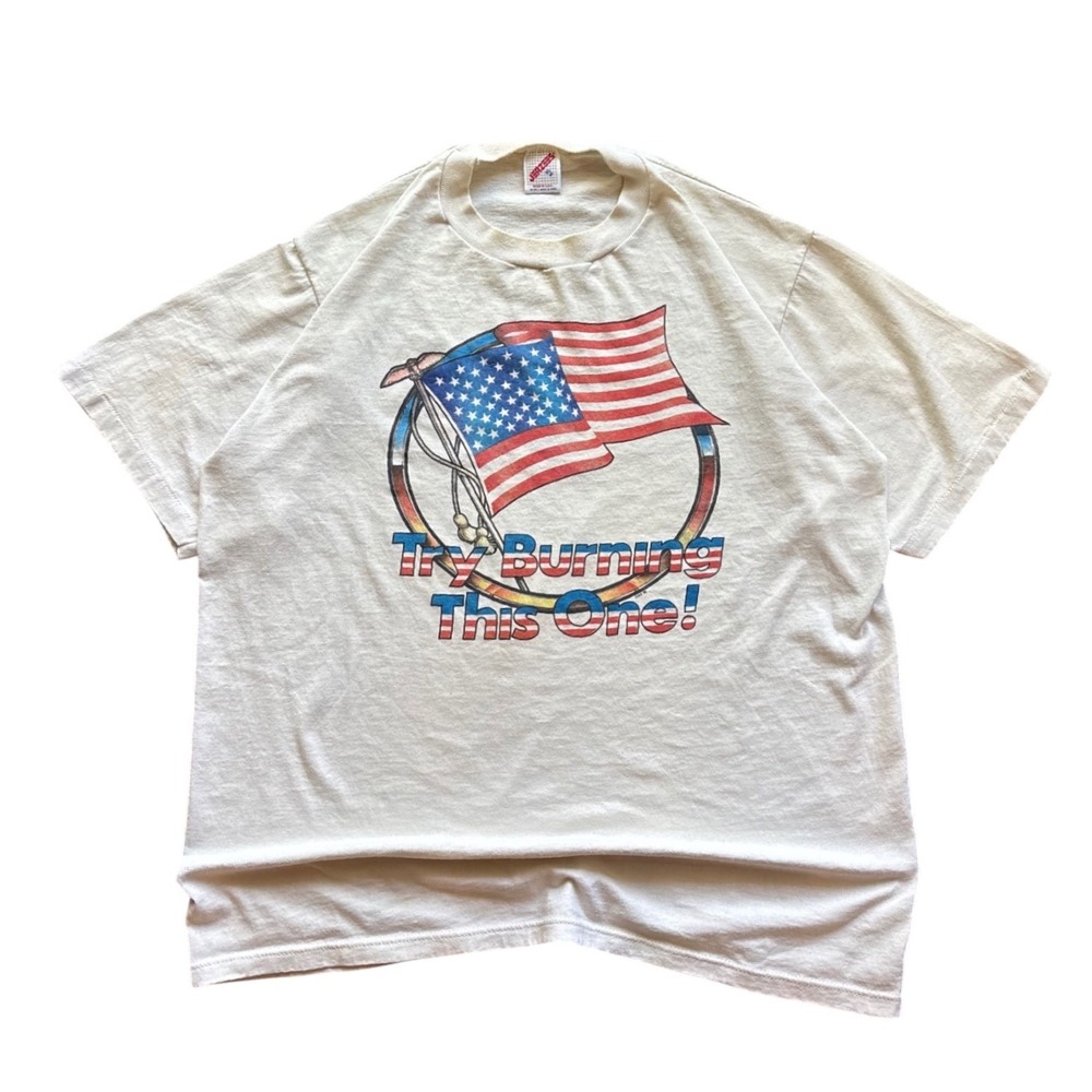 Vintage 90's 1990 Veteran's Day Try Burning This One US Flag T Shirt Size XL